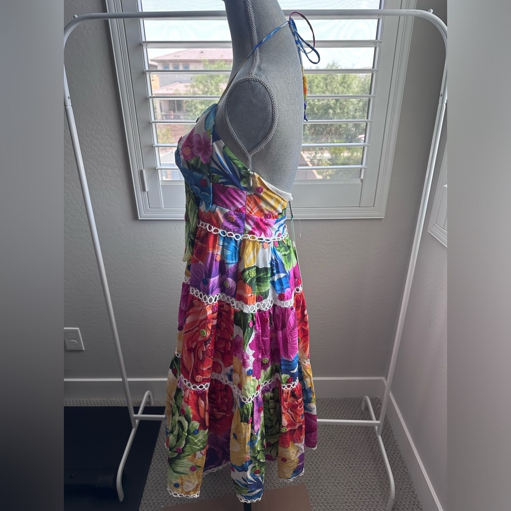 💕SOLD💕NWT Anthropologie Farm Rio Rainbow Chita Flower MIDI Dress - Picture 11 of 16